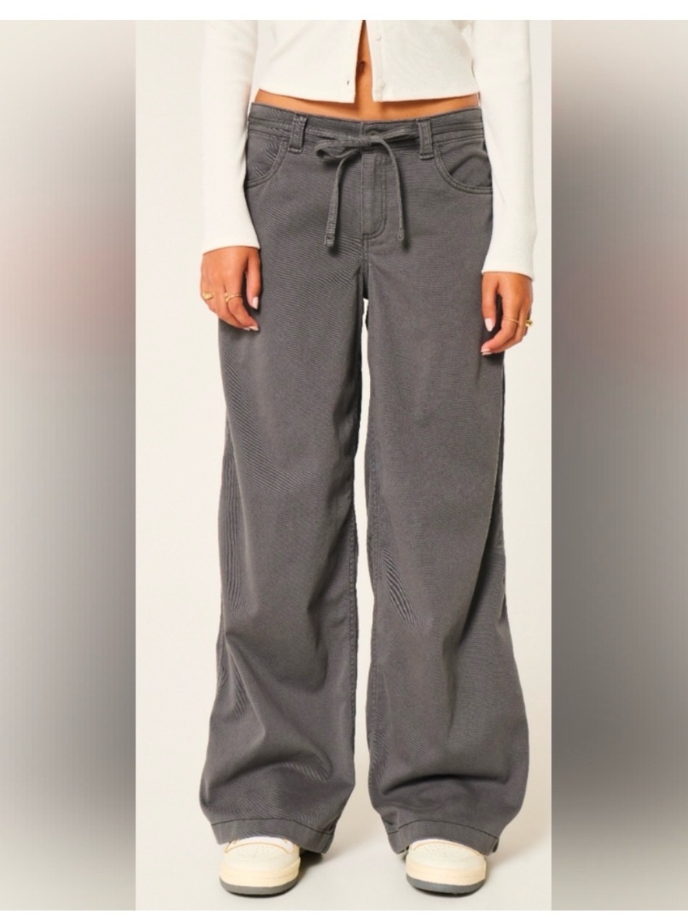 Hollister low rise baggy  Drawstring Pants in Charcoal
